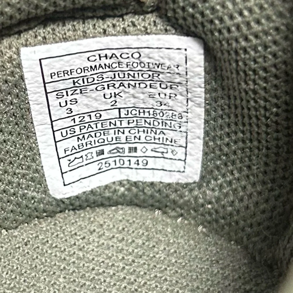 Chaco Odyssey Sport Sandal Kids Olive Green Adventure Sandal Size 3Y